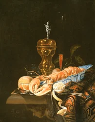 A Still Life with a Lobster in a Delft Bowl